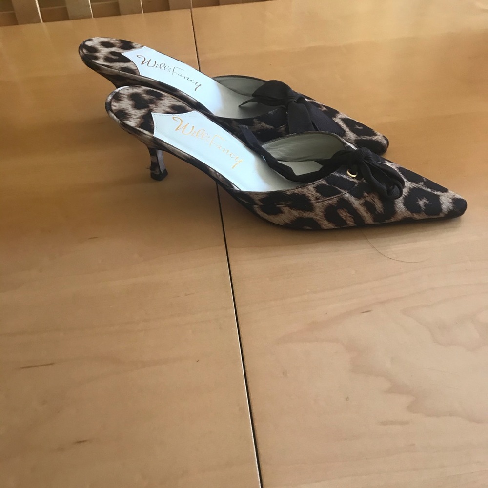 Leopard kitten heel mules